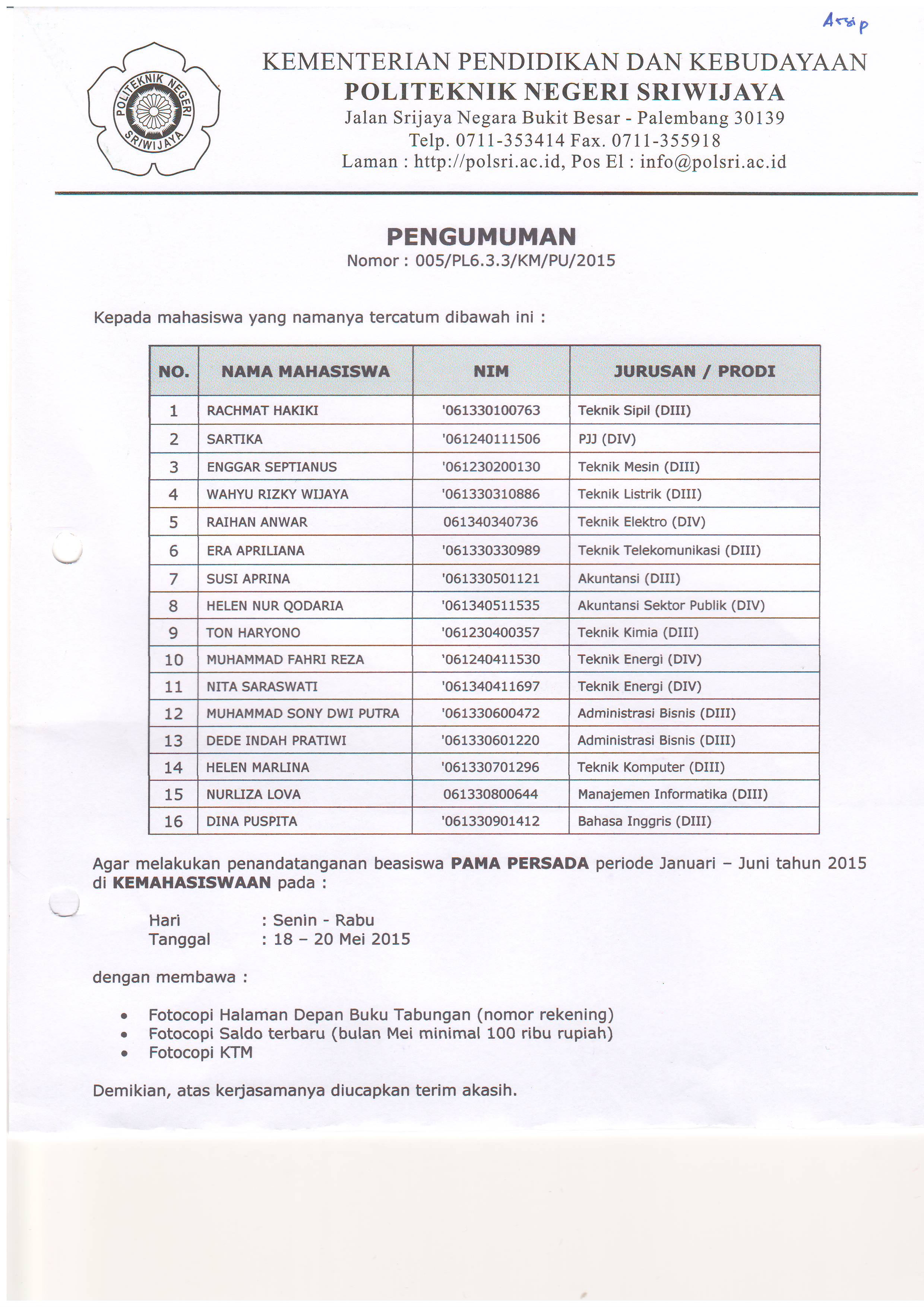 Proses Pencairan Beasiswa PT.Pamapersada