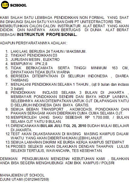 Seleksi Karyawan PT.United Tractors